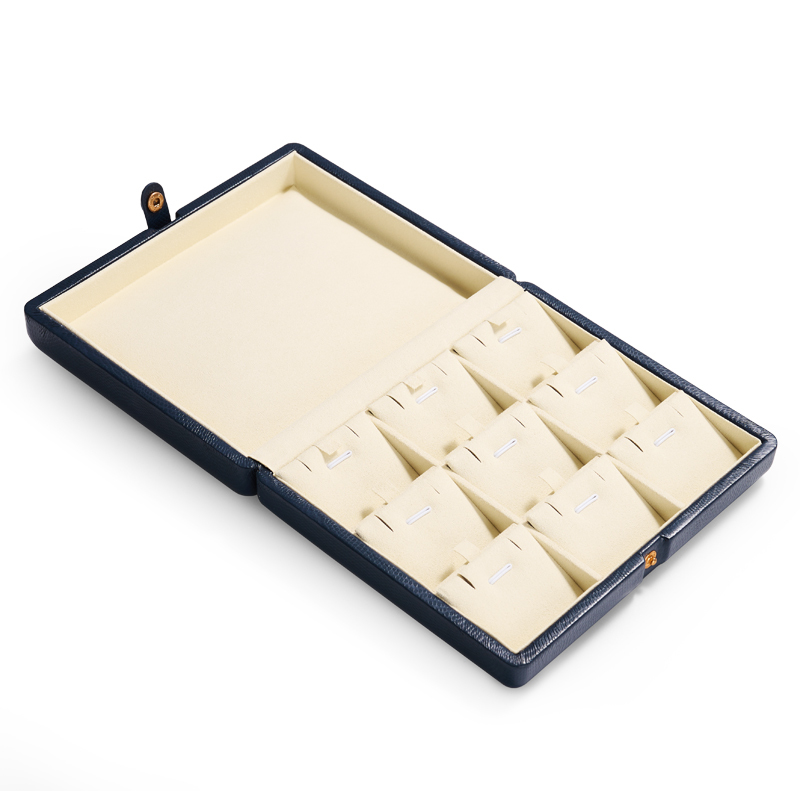 FANXI New Blue Leather Microfiber Jewelry Packaging Box For Earring Pendant Storage Case