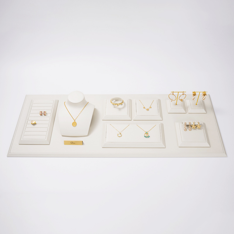 FANXI New Model Jewelry Display Sets With White PU Leather For Ring Earring Window Display Sets