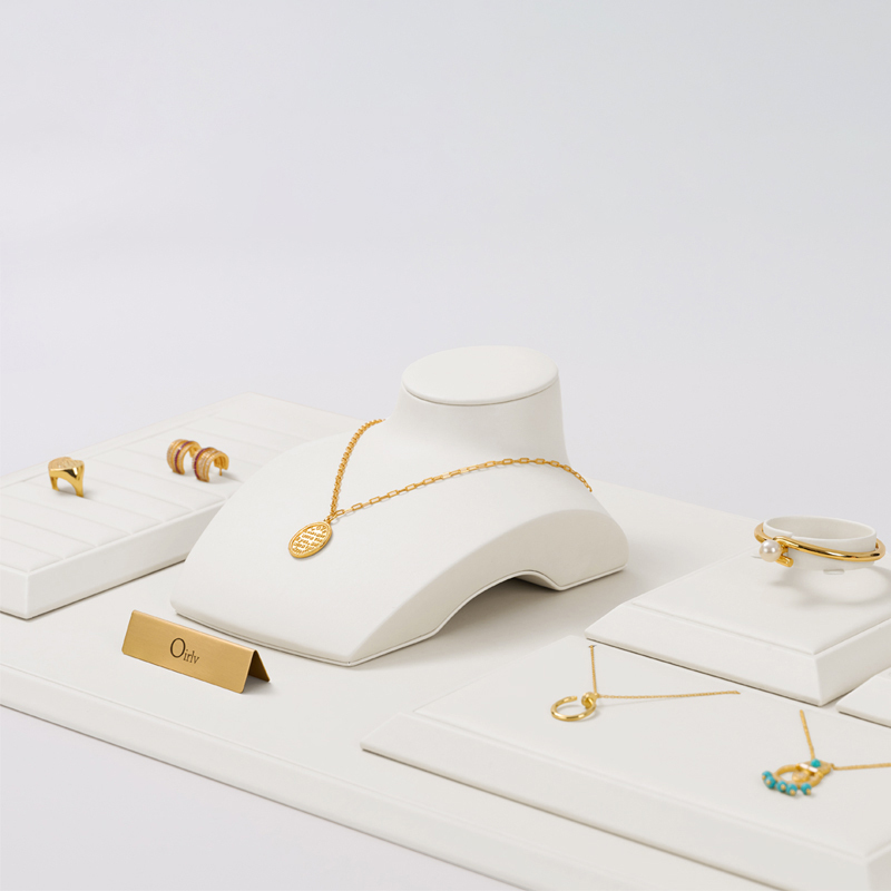 FANXI New Model Jewelry Display Sets With White PU Leather For Ring Earring Window Display Sets