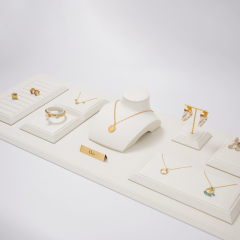 FANXI New Model Jewelry Display Sets With White PU Leather For Ring Earring Window Display Sets