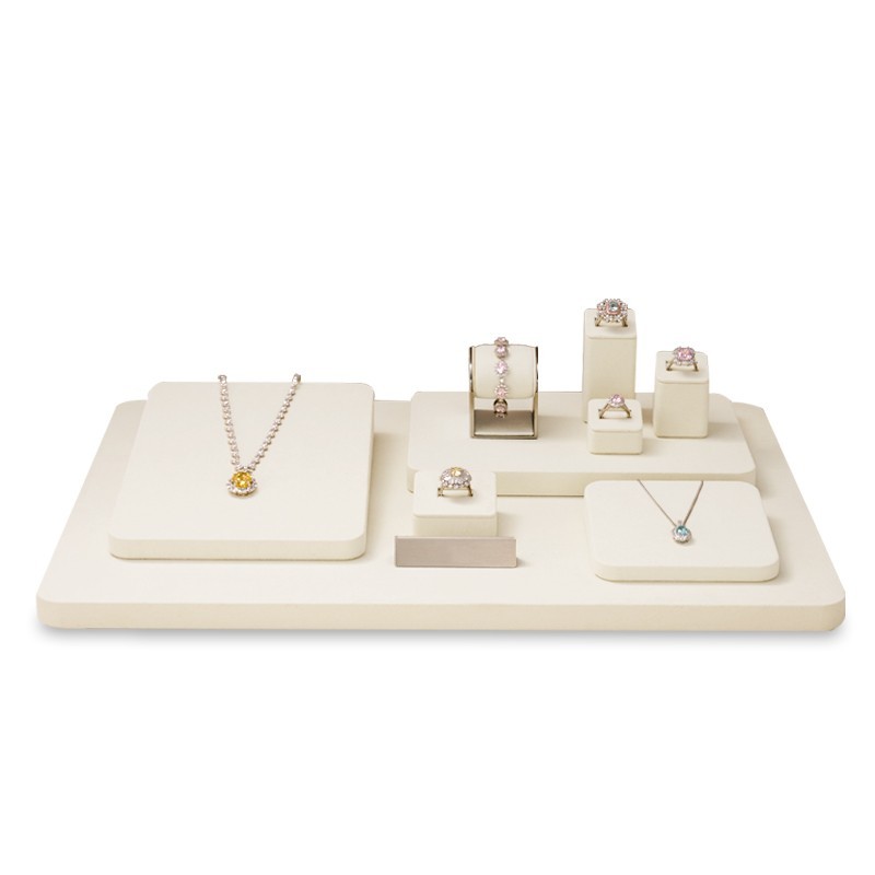 2023 FANXI New Model Jewelry Display Sets With Beige Microfiber For Ring Necklace Window Display Sets