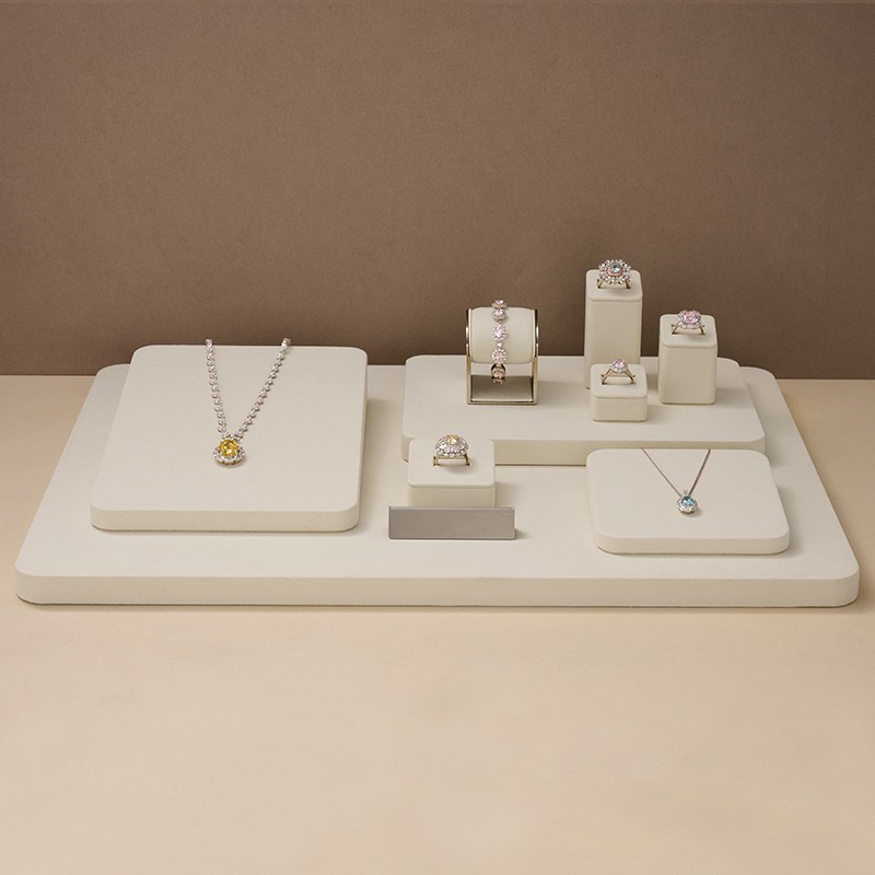 2023 FANXI New Model Jewelry Display Sets With Beige Microfiber For Ring Necklace Window Display Sets