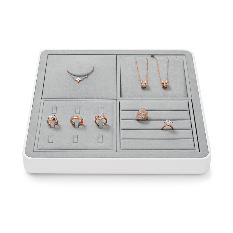 Fanxi New Fashion Light Grey Jewelry Display Set Detachable Microfiber Necklace Ring Pendant Display for Jewellry Store