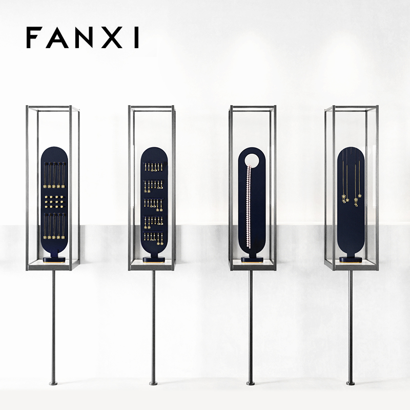 FANXI New arrival design earring necklace jewelry display rack magnetic jewellery stand display set for jewelry store