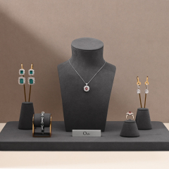 Fanxi Fashional Grey Jewelry Stand Set High Quality Microfiber Jewelry Holder with Custom Logo For Showcase