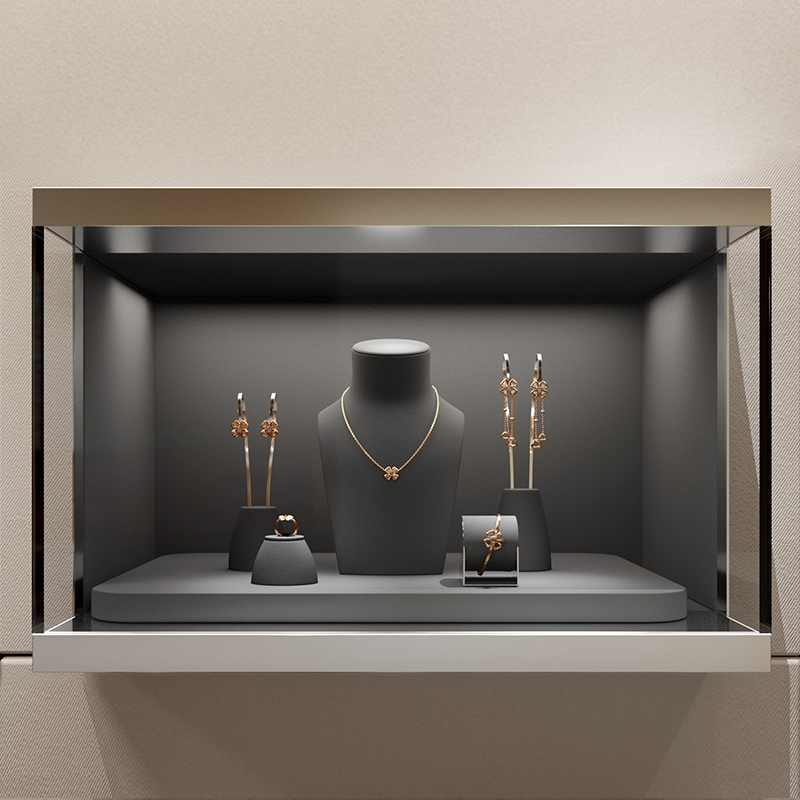 Fanxi Fashional Grey Jewelry Stand Set High Quality Microfiber Jewelry Holder with Custom Logo For Showcase
