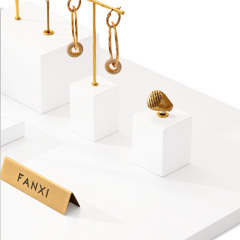 Fanxi Elegant White Baking Paint Jewelry Display Stand Glossy Earring Ring Holder for Jewelry Shop