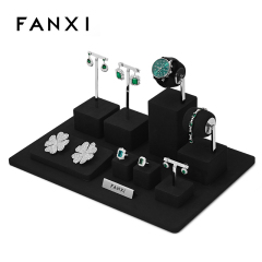 FANXI Jewelry Display Rack For Bracelet Earrings Ring Brooch Exhibitor Organizer Custom Microfiber Metal Jewelry Display