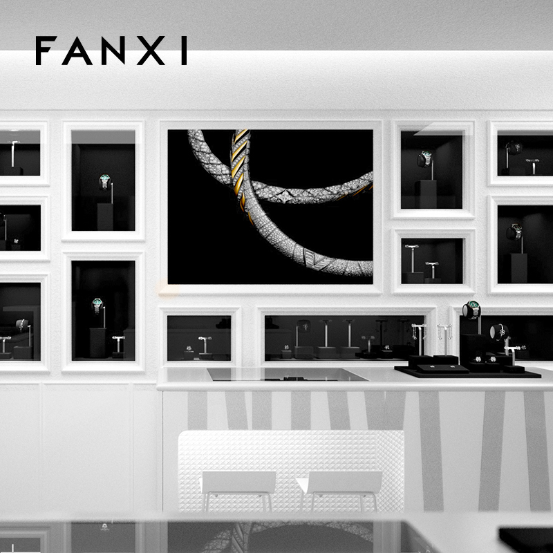 FANXI Jewelry Display Rack For Bracelet Earrings Ring Brooch Exhibitor Organizer Custom Microfiber Metal Jewelry Display