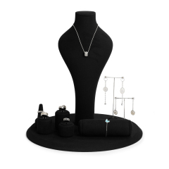 2023 Fanxi Classic Black Jewelry Display Stand Set for Necklace Ring Earring Bracelet