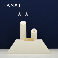 FANXI Luxury Unique Design Beige Jewelry Display Portrait Microfiber Base Necklace Busts T-set Base