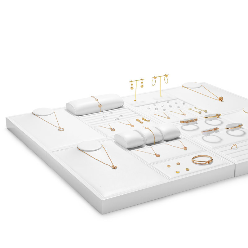 FANXI New Model Jewelry Display Sets With White PU Leather For Ring Earring Window Display Sets