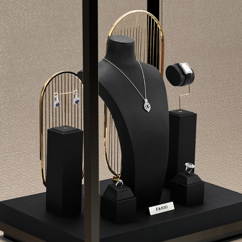 FANXI Brand New Product Present Bijoux Professionnal Jewelry Display Set Jewelery Microfiber and Metal Display Set