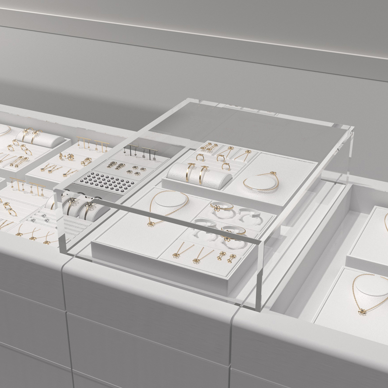 FANXI New Model Jewelry Display Sets With White PU Leather For Ring Earring Window Display Sets