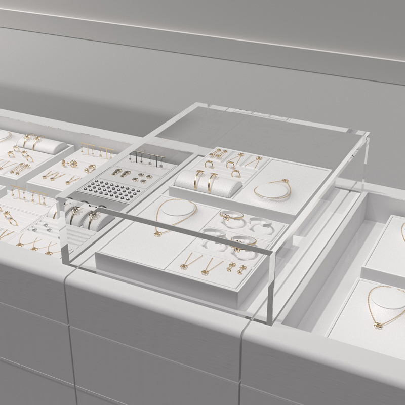 FANXI New Model Jewelry Display Sets With White PU Leather For Ring Earring Window Display Sets