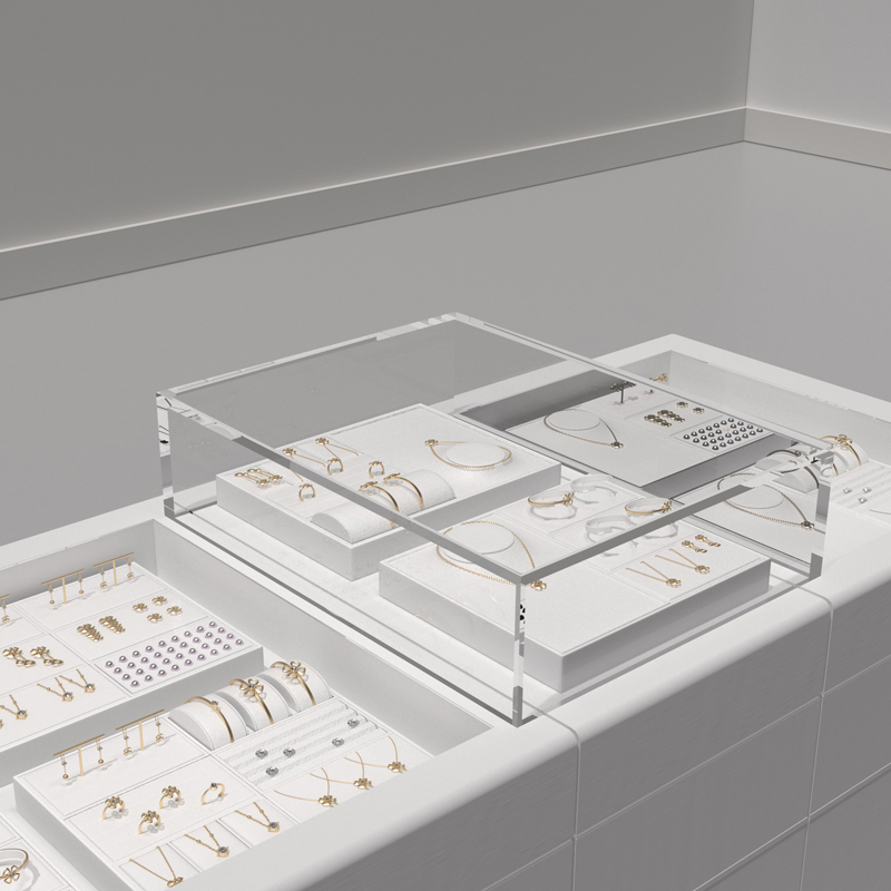 FANXI New Model Jewelry Display Sets With White PU Leather For Ring Earring Window Display Sets