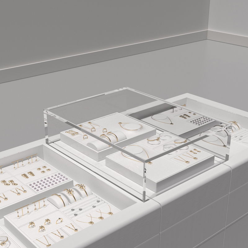 FANXI New Model Jewelry Display Sets With White PU Leather For Ring Earring Window Display Sets