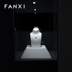 FANXI Unique Design White Jewelry Display Portrait PU Leather Base Necklace Busts T-set Base
