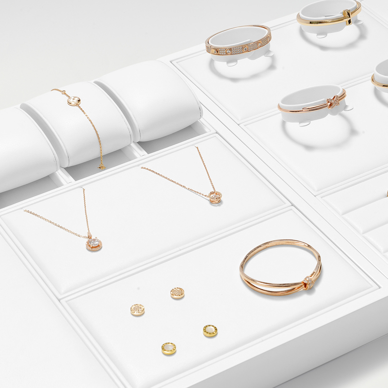 FANXI New Model Jewelry Display Sets With White PU Leather For Ring Earring Window Display Sets