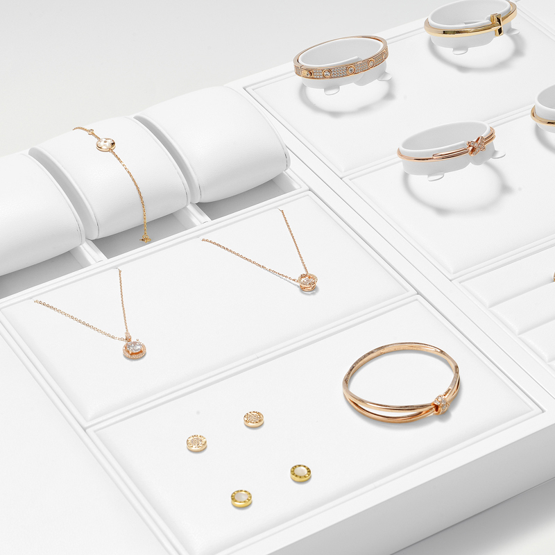 FANXI New Model Jewelry Display Sets With White PU Leather For Ring Earring Window Display Sets