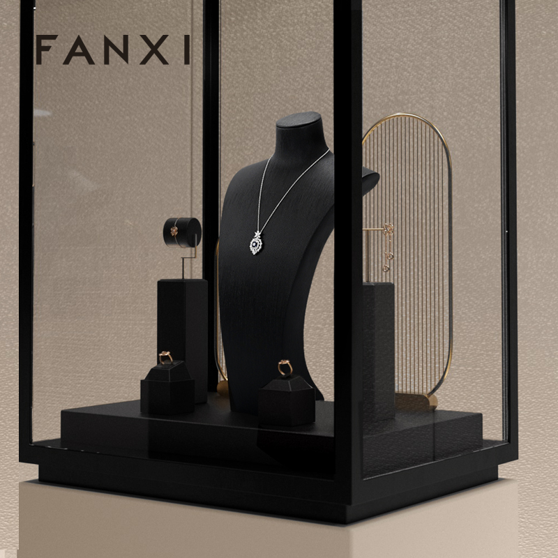 FANXI Brand New Product Present Bijoux Professionnal Jewelry Display Set Jewelery Microfiber and Metal Display Set