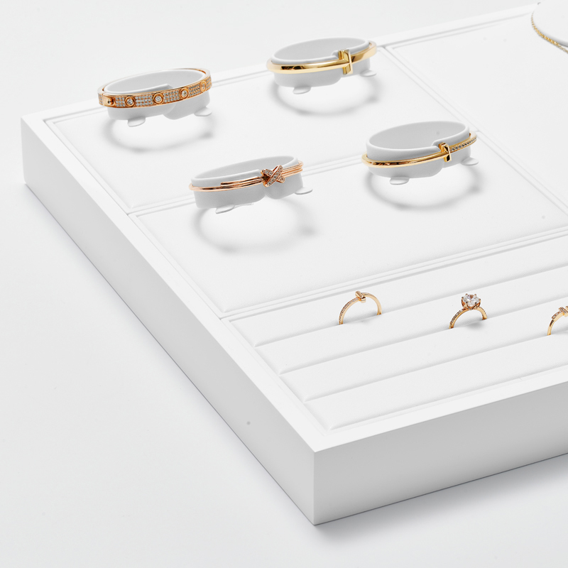 FANXI New Model Jewelry Display Sets With White PU Leather For Ring Earring Window Display Sets