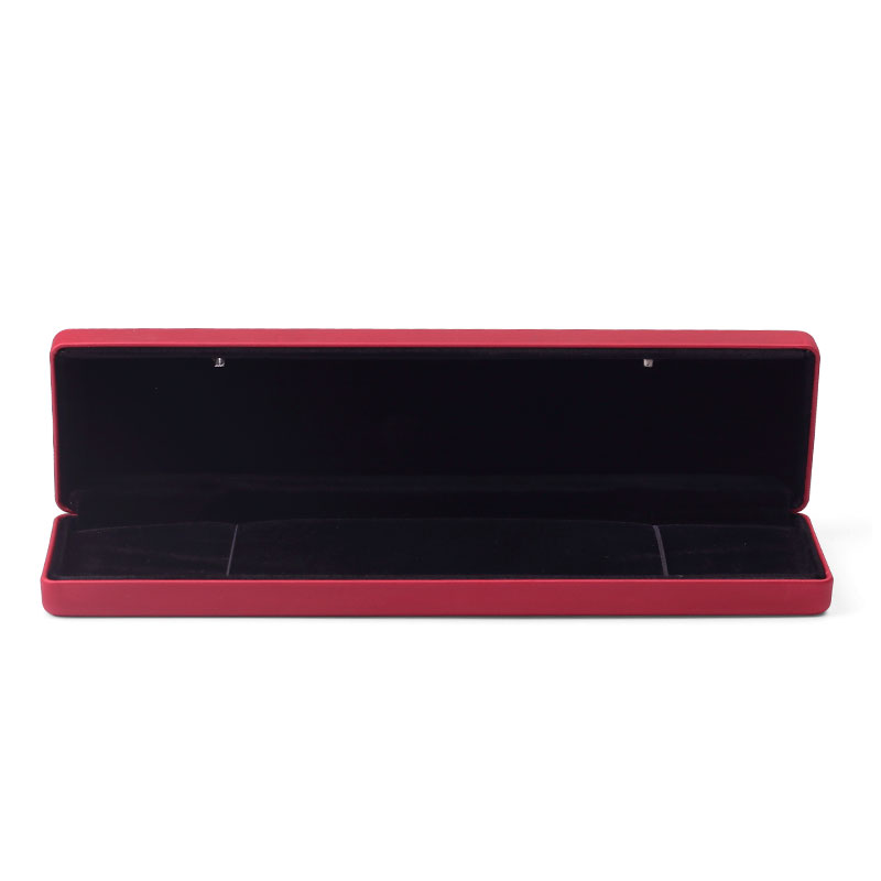 FANXI Customized Red PU Leather Black Microfiber Inside Ring Necklace Bracelet Pendant Packaging Boxes