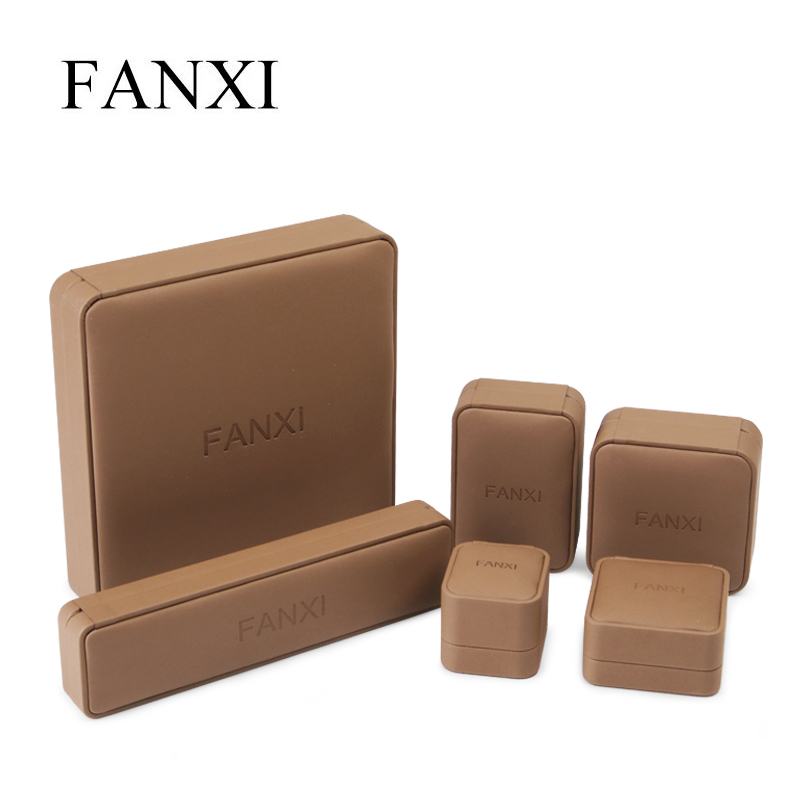 Fanxi Brown Jewelry Flannel Packaging Sets Big Gift Pearl Choker Storage Boxes Large Size Gift Boxes for Jewelry