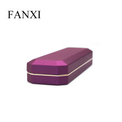 Fanxi Manufacturer Octagonal Shape Jewelry Box Luxury LED Light Jewelry Box Custom Logo Purple Jewelry Packaging Box For Pendant