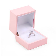 Fanxi Pu leather Velvet Jewelry Box Luxury Jewelry Packaging Box Custom Logo Wholesale Necklace Rings Bracelet Set Light Inside Pink Box Custom Logo