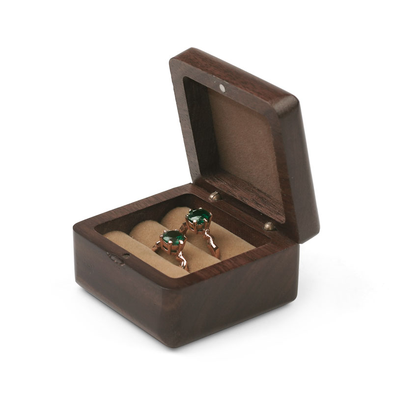 FANXI Custom Logo Small Walnut Jewellery Display Tray For Ring Wood Jewelry Case Jewelry box