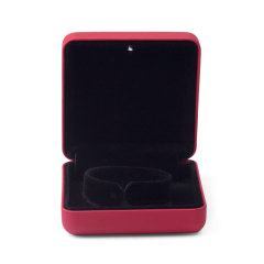 FANXI Customized Red PU Leather Black Microfiber Inside Ring Necklace Bracelet Pendant Packaging Boxes