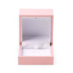 Fanxi Pu leather Velvet Jewelry Box Luxury Jewelry Packaging Box Custom Logo Wholesale Necklace Rings Bracelet Set Light Inside Pink Box Custom Logo