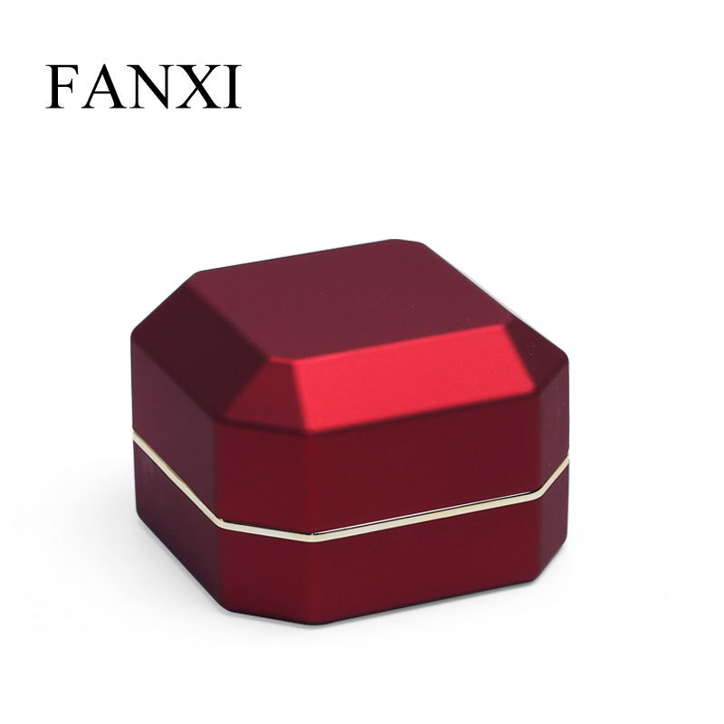 Fanxi Cutomized Shape New Custom Logo Jewelry Box Rubber Paint Luxury Red Wine Ring Box
