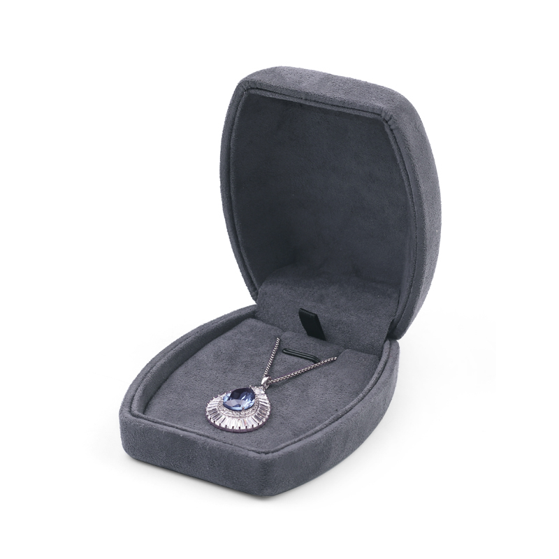 FANXI Shaped Custom High-end Luxury Dark Grey Flannelette Fabric Jewelry Box Packaging Elegant Gift Box for Jewelry Box