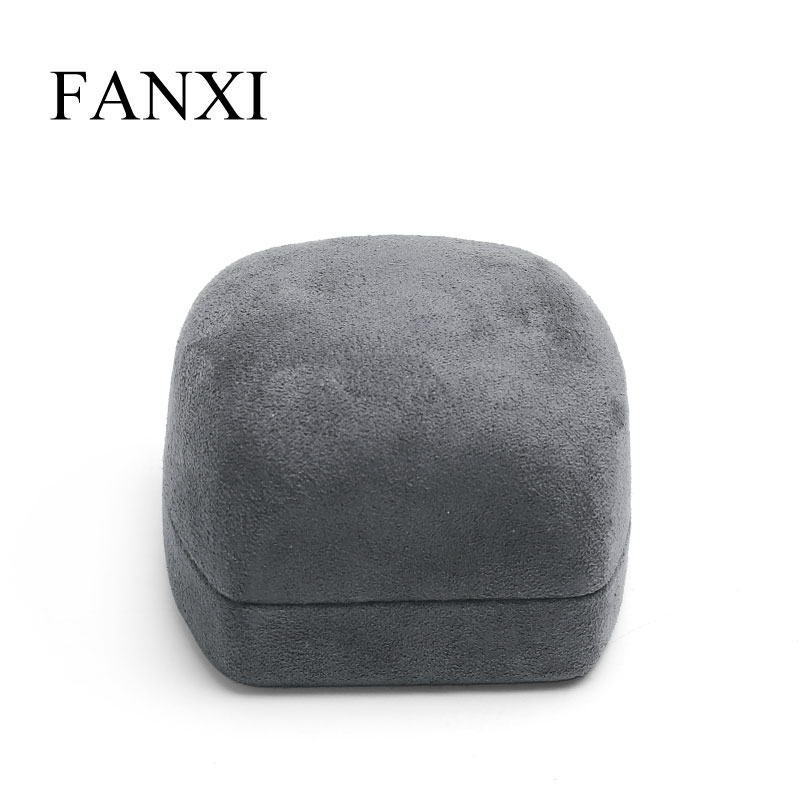 FANXI Custom High-end Luxury Dark Grey Microfiber Fabric Jewelry Box Packaging Elegant Gift Box for Jewelry Box