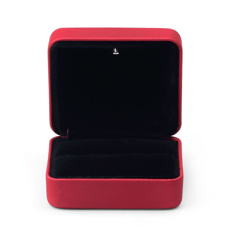 FANXI Customized Red PU Leather Black Microfiber Inside Ring Necklace Bracelet Pendant Packaging Boxes