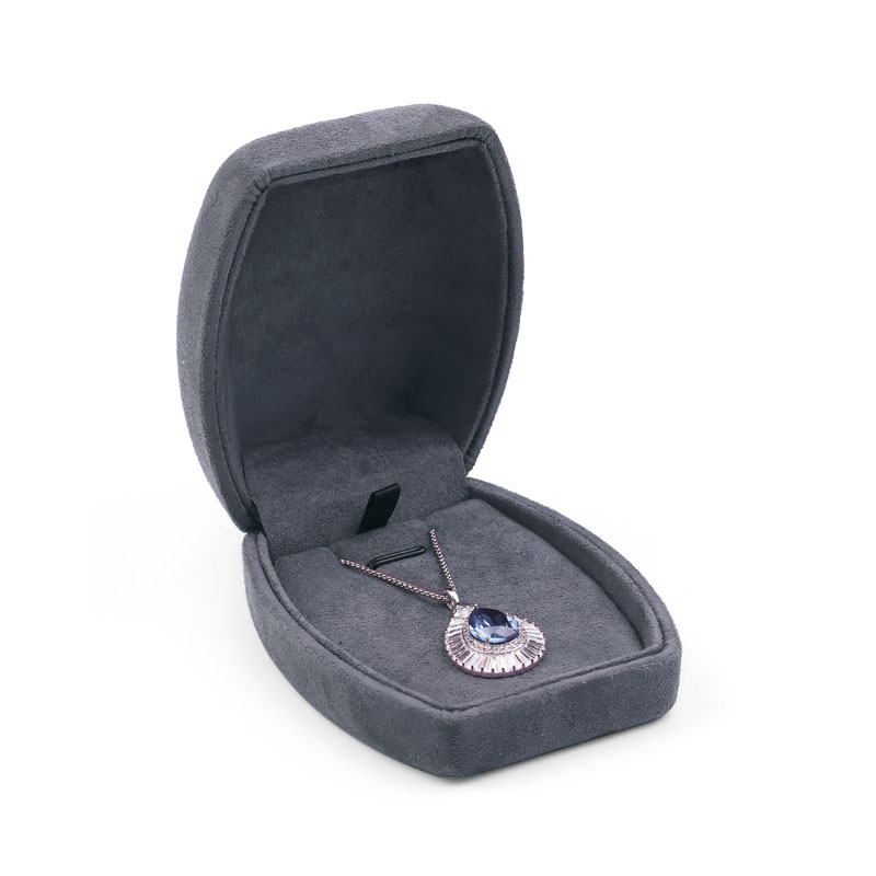 FANXI Shaped Custom High-end Luxury Dark Grey Flannelette Fabric Jewelry Box Packaging Elegant Gift Box for Jewelry Box