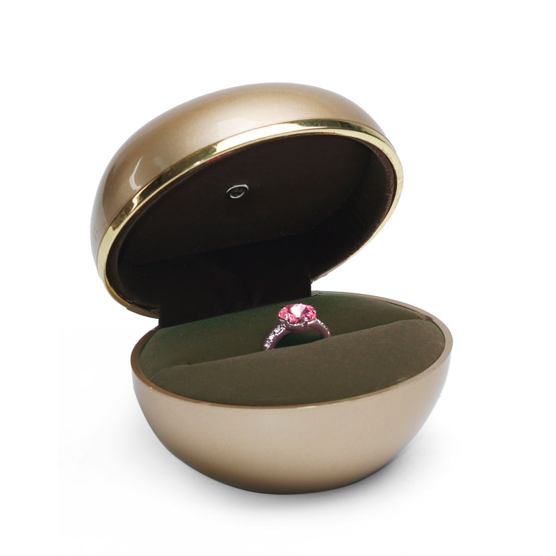 FANXI Wholesale Luxury Champagne Rubber Paint Jewelry Boxes Packaging Plastic Jewellery Light Box with Special Design