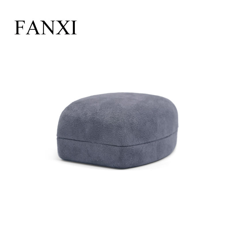 FANXI Shaped Custom High-end Luxury Dark Grey Flannelette Fabric Jewelry Box Packaging Elegant Gift Box for Jewelry Box