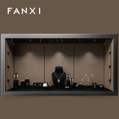 FANXI Present Bijoux Microfiber Black Luxury Jewellery Display Set Acrylic Jewelry Display Set