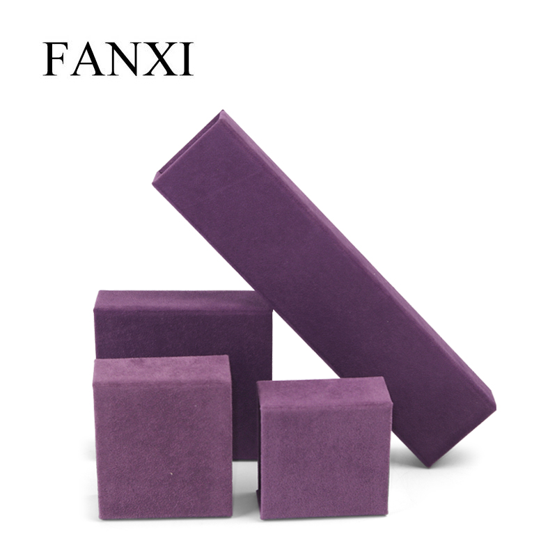 Fanxi Exquisite Purple Velvet Cardboard Jewelry box Jewelry Display Box Jewelry Storage box