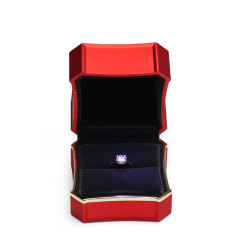 FANXI Red Touching Rubber Paint Jewellery Packaging Box With Metal Golden Rim For Ring Luxury LED Jewelry Box