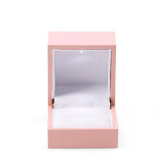 Fanxi Pu leather Velvet Jewelry Box Luxury Jewelry Packaging Box Custom Logo Wholesale Necklace Rings Bracelet Set Light Inside Pink Box Custom Logo