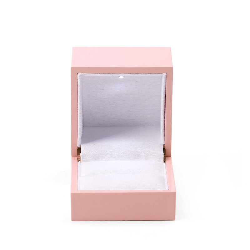 Fanxi Pu leather Velvet Jewelry Box Luxury Jewelry Packaging Box Custom Logo Wholesale Necklace Rings Bracelet Set Light Inside Pink Box Custom Logo