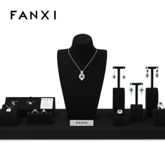 FANXI Present Bijoux Microfiber Black Luxury Jewellery Display Set Acrylic Jewelry Display Set
