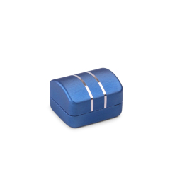 Fanxi New Design Popular Blue Pu Leather Cover Metal Jewelry Box Led Light with Soft Velvet Insert