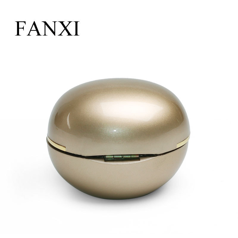 FANXI Wholesale Luxury Champagne Rubber Paint Jewelry Boxes Packaging Plastic Jewellery Light Box with Special Design
