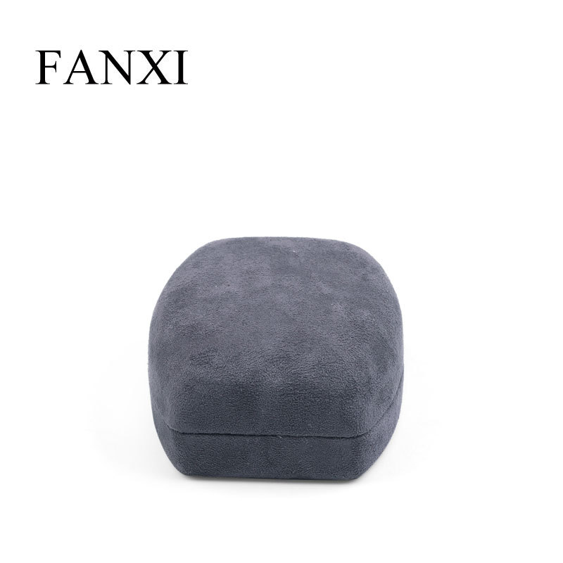 FANXI Shaped Custom High-end Luxury Dark Grey Flannelette Fabric Jewelry Box Packaging Elegant Gift Box for Jewelry Box