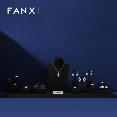 FANXI Present Bijoux Microfiber Black Luxury Jewellery Display Set Acrylic Jewelry Display Set